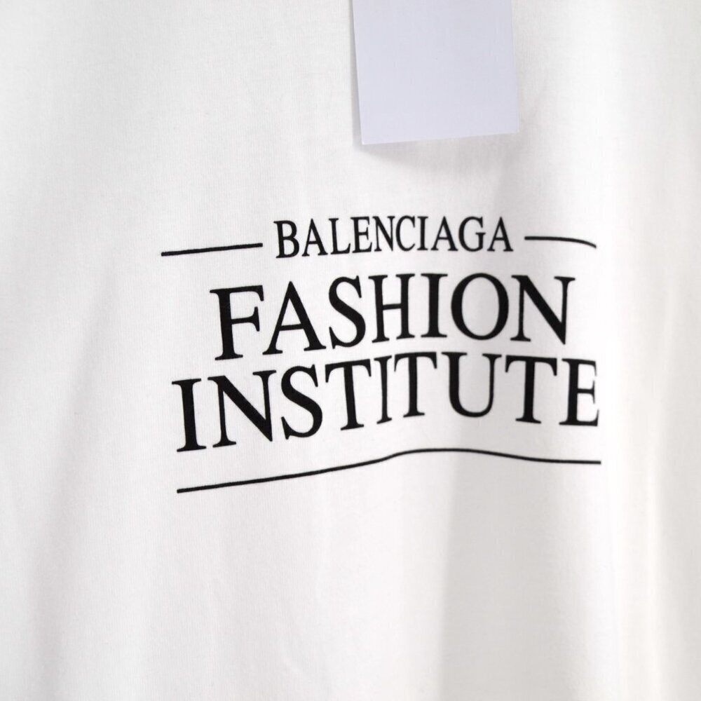 NEW Balenciaga Fashion Institute Cotton T-Shirt Logo White Graphic Print Size XS - Picture 3 of 11